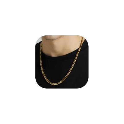Cuban Link Chain for Men, 14K Gold Plated Cuban Chain Necklaces 6mm, Hip hop Chain Men Jewelry Gift 30 Inch