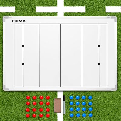 FORZA 35in x 24in Double-Sided Sports Coaching Whiteboard | 13 Sport Options - Dry Erase Board Equipped with Magnetic Markers, Pen & Eraser (Rugby, Without Carry Bag)