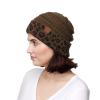 C.C Exclusives Solid Ribbed Color Beanie hat with Leopard Pattern Cuff (HAT-80) (New Olive) view 3