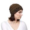 C.C Exclusives Solid Ribbed Color Beanie hat with Leopard Pattern Cuff (HAT-80) (New Olive) view 4