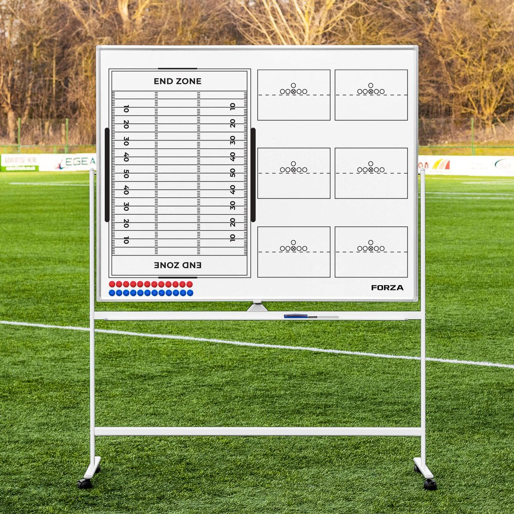 FORZA Double-Sided Wheeled Coaching Whiteboards | Dry Erase Board Equipped with Magnetic Markers, Pen & Eraser [60in x 47in or 35.4in x 24in] (Football, 60" x 47")