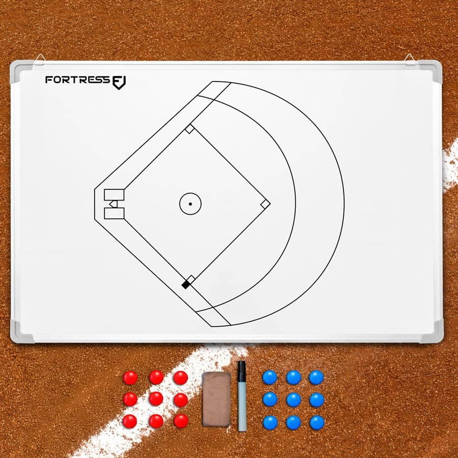 FORZA 35in x 24in Double-Sided Sports Coaching Whiteboard | 13 Sport Options - Dry Erase Board Equipped with Magnetic Markers, Pen & Eraser (Baseball, Without Carry Bag)