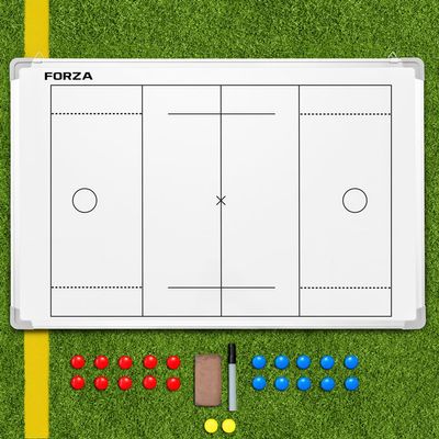 FORZA 35in x 24in Double-Sided Sports Coaching Whiteboard | 13 Sport Options - Dry Erase Board Equipped with Magnetic Markers, Pen & Eraser (Lacrosse, Without Carry Bag)