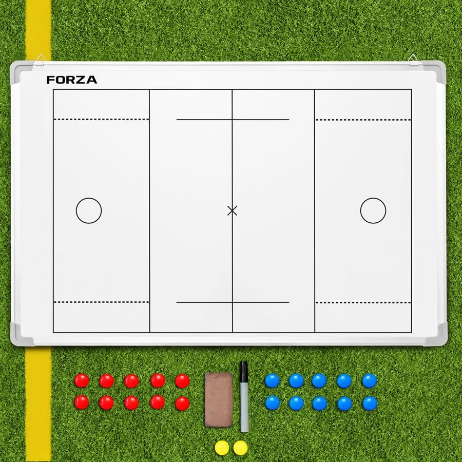 FORZA 35in x 24in Double-Sided Sports Coaching Whiteboard | 13 Sport Options - Dry Erase Board Equipped with Magnetic Markers, Pen & Eraser (Lacrosse, Without Carry Bag)