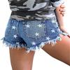 onlypuff Plus Size Bermuda Shorts Star Denim Shorts Frayed Jean Shorts for Women XXL view 2