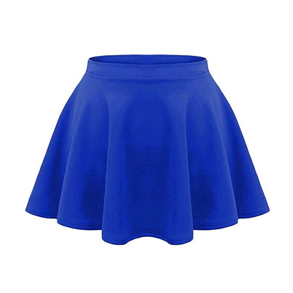 Loxdonz Girls Kids Casual Mini Stretch Waist Flared Plain Pleated Skater Skirt (9-10 Years, Royal Blue)