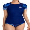 AXESEA Womens Rash Guard Short Sleeve Rashguard Swim Shirt UPF 50+ Swimsuit,Blue Margaret,US 14 view 1