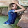 AXESEA Womens Rash Guard Short Sleeve Rashguard Swim Shirt UPF 50+ Swimsuit,Blue Margaret,US 14 view 4