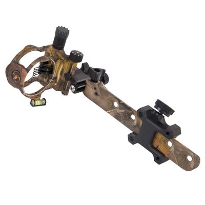 TOPOINT ARCHERY CNC Aluminum 5 Pins Or 7 Pins .019" Tool-Less Bow Sight with Micro Adjust Detachable Bracket LED Sight Light Left and Right Hand (PRO 5 PINS, CAMO)