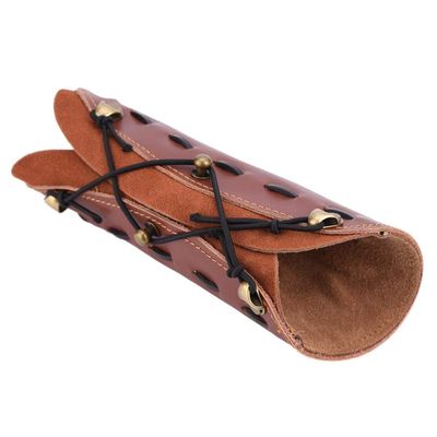 Archery Arm Guard, Archery Longbow Leather Arm Guard Forearm Protecting Gear Strap Armband