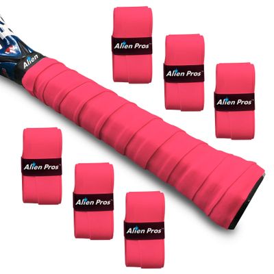 Alien Pros Tennis Racket Grip Tape (6 Grips) - Precut and Dry Feel Tennis Grip - Tennis Overgrip Grip Tape Tennis Racket - Wrap Your Racquet for High Performance (6 Grips, Red)