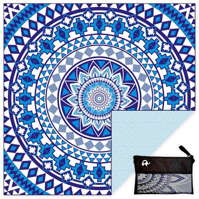 Elite Trend Microfiber Beach Towel for Adults with Bag - XXL 72x72 inch Lightweight Sand Free Quick Dry Towel for Travel, Swimming, Yoga, Camping (Blue Beauty)