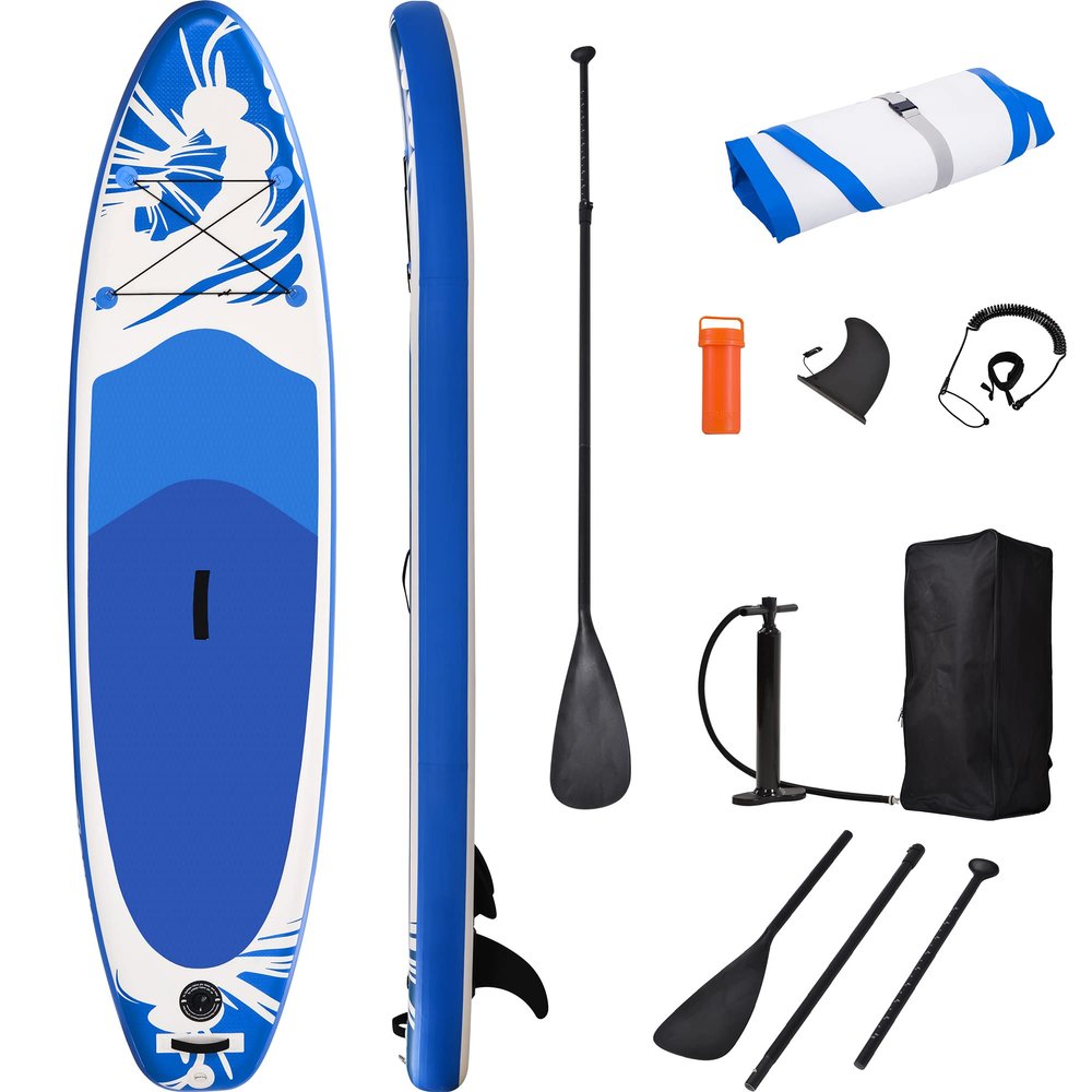 Inflatable Stand Up Paddle Board 10' x 30'' x 6'' Ultra-Light SUP, Non-Slip Deck, Premium SUP Accessories, Bottom Fin for Paddling, Leash, Hand Pump and Backpack, Youth & Adult Standing Boat (Blue)