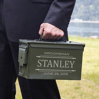 HomeWetBar Stanford Ammunition Box Custom Etched Unique Groomsmen Gift - Personalized Product