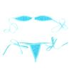 inlzdz Women's Sheer Extreme Bikini Tops and Tie Sides Micro Thongs Swimsuit Bathing Suit Light Blue One Size view 3