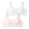 SALIA GIRL Training Bras for Girls 10-16 Sports Seamless Bra Design with Removable Padding Bras-Medium(2 Pack) White/Pink view 1
