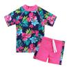 Girls Two Piece Swimsuit Floral UPF 50+ Rash Guard Set Kids Swimwear S200_NavyFlower_12A Navy Flower view 1