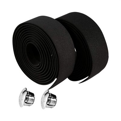 Alomejor Handlebar Tape Handle Tape Wraps with 2 Plugs 2PCS Cycling Handle Wraps for Mountain Road Bike(Black)
