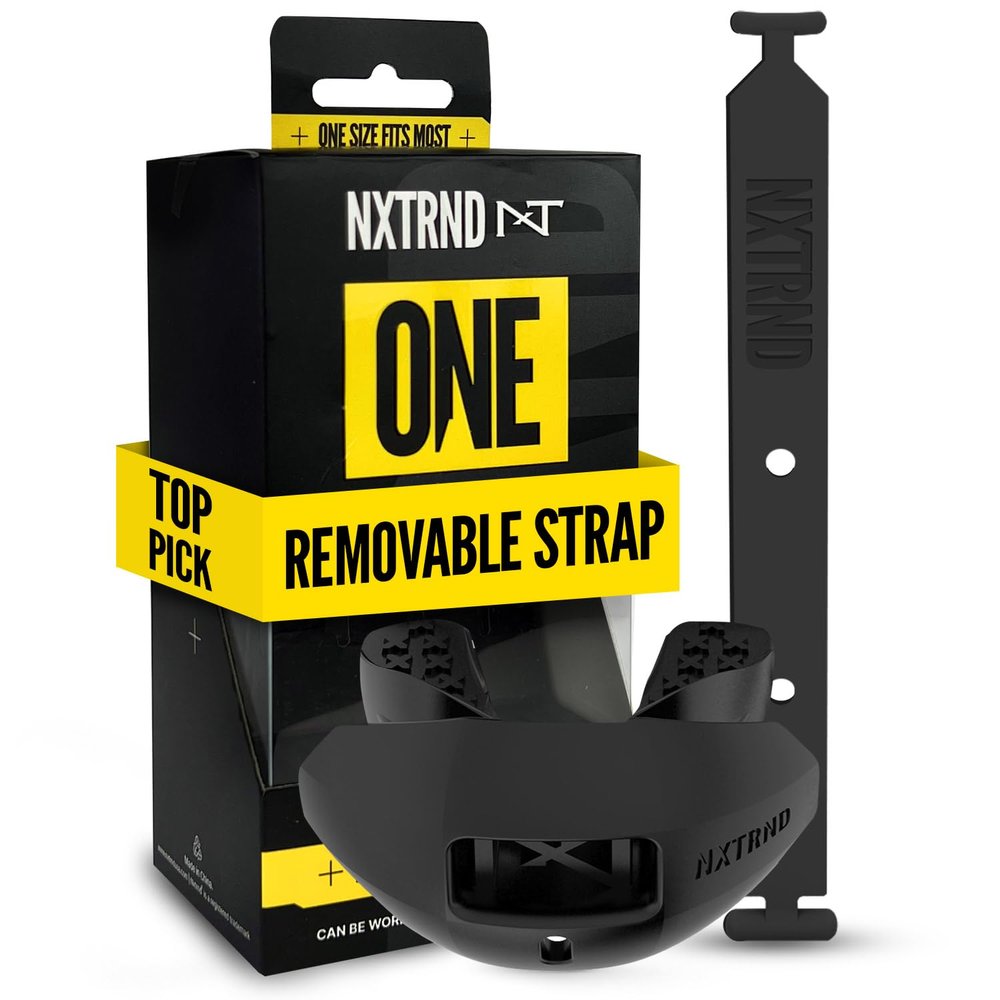 Nxtrnd One Football Mouth Guard, Strap Included, Fits Adult & Youth (Black)