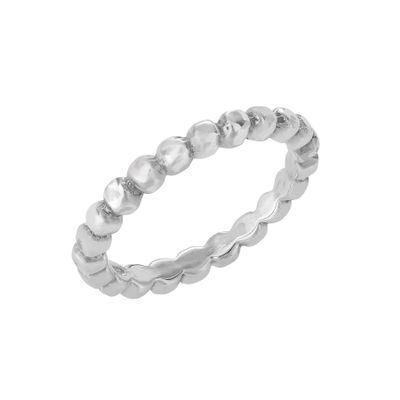 Silverly Sterling Silver Beaded Stacking Ring for Women - Textured 925 Silver Ball Bead Ring for Men - Simple Minimalist Thin Band Rings - Boho Jewelry - Slim Stackable Design