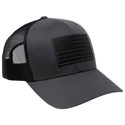 13 STRIPES American Flag Hat  Leather Patch Mesh Back Snapback Hat for Men & Women USA Flag Trucker Hat, Casual Unisex Hat - Charcoal
