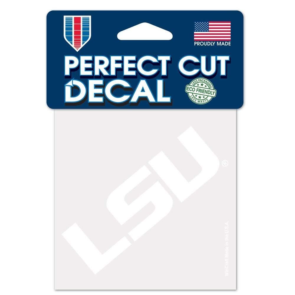 NCAA LSU Tigers Decal4x4 Perfect Cut White Decal, Team Colors, One Size