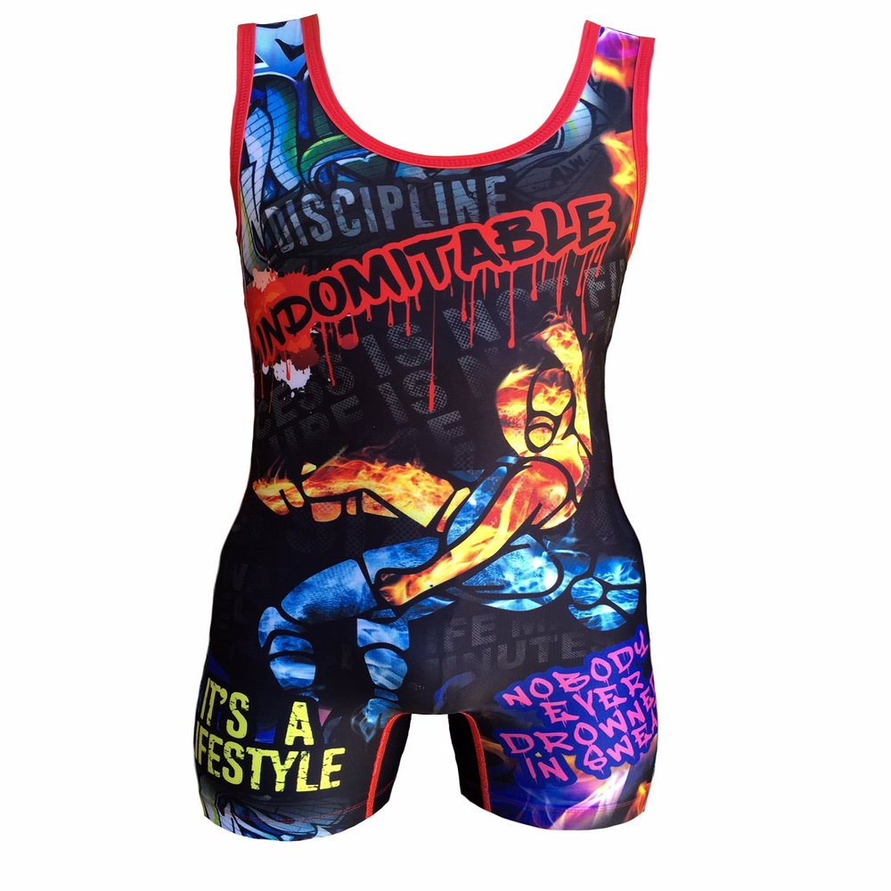 TRI-TITANS Indomitable Spirit Wrestling Singlet Youths Children and Mens sizes (Adult XXXL: 240+)