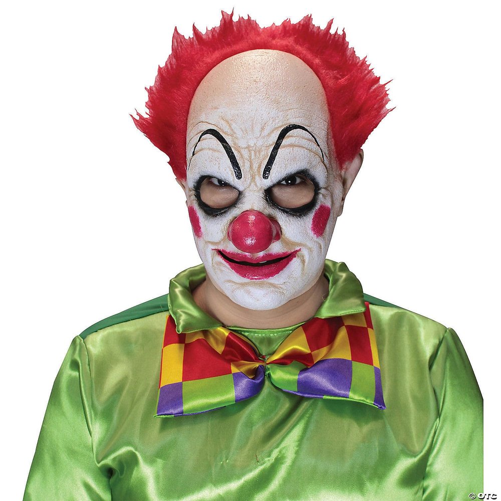 Ghoulish Productions Pickles the Clown Red Mask, Clown Mask With Red Hair and Red Smile, Elastic Latex Mask, Super Flexibility. Perfect Fit Line. Adult Mask One size latex mask