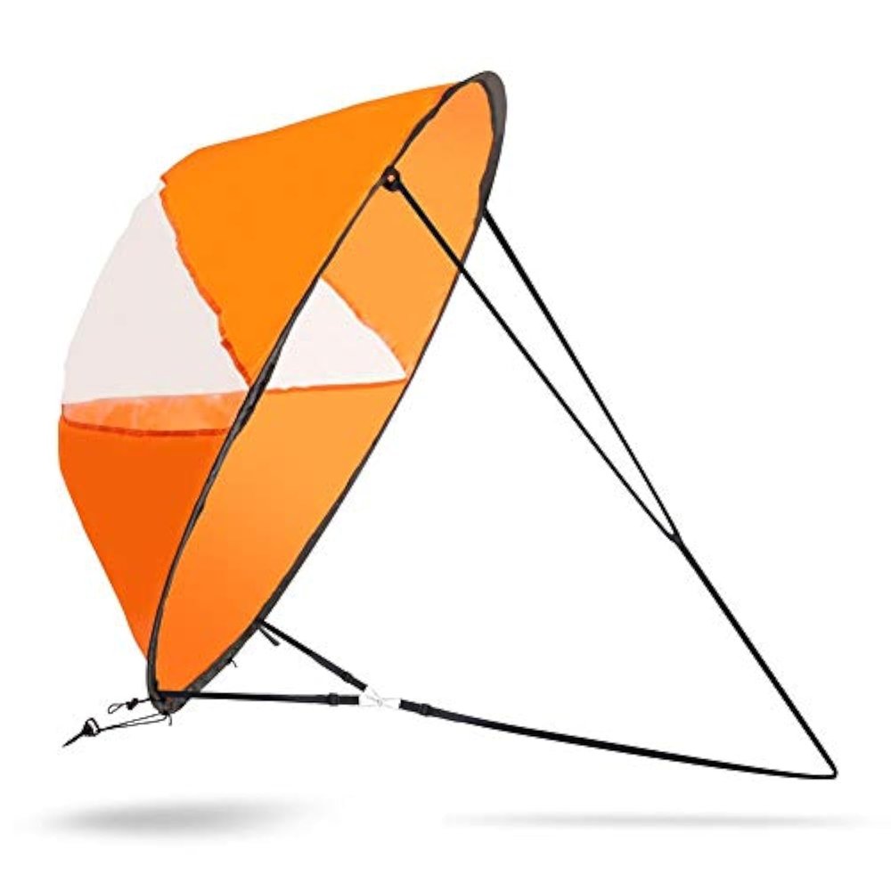 VGEBY1 Wind Sail, PVC Foldable Board Wind Sail Wind Paddle with Transparent Window for Kayak Canoes Inflatables Boats (Orange)