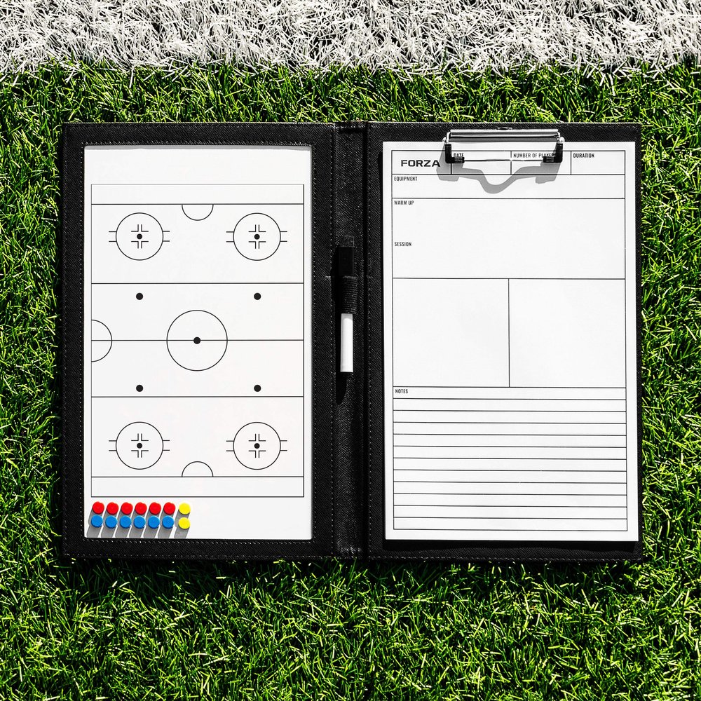 FORZA Magnetic Coaching Board | A4 Double-Sided Tactics Folder with Magnetic Markers, Pen & Eraser [13 Sport Options] (Hockey)