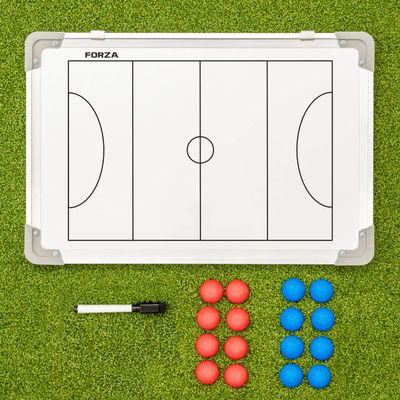 FORZA 18in x 12in Double-Sided Sports Coaching Whiteboard | 13 Sports Options - Magnetic Markers, Pen, and Eraser Included (Netball, Without Carry Bag)