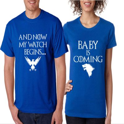 ALLNTRENDS Couples T Shirts Baby is Coming My Watch Begins Fans Pregnancy Tshirt (Womens 2XL Mens 3XL, Royal Blue)