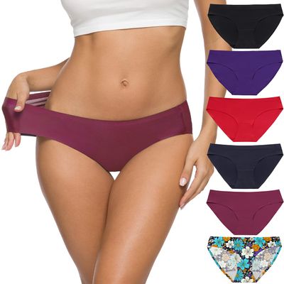 Altheanray Womens Seamless Underwear No Show Panties Soft Stretch Bikini Underwears 6 Pack(3081L-color13)