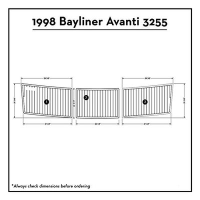 1998 Bayliner Avanti 3255 Swim Platform Pad Boat EVA Teak Decking 1/4" 6mm (Light Grey with Black Lines)