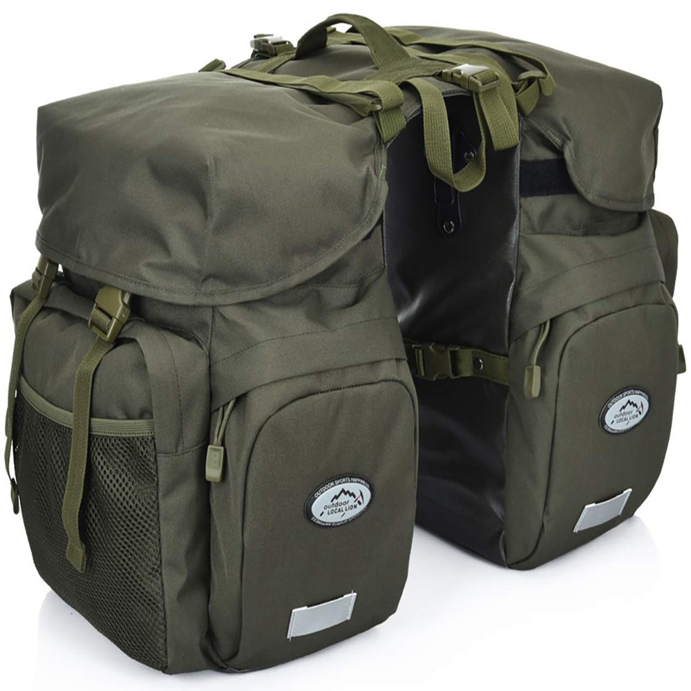FANWU 50L Bike Panniers Bicycle Commuting Bag Waterproof Saddle Bags with Rain Cover for Bicycle Rear Rack Carrier, Support for Width Less Than 7 inches Bike Rack