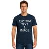Custom T Shirts for Men Women Personalized Photo Text Logo Unisex Cotton Tee Design Your Own Front Back Print Adult Shirt Navy view 1