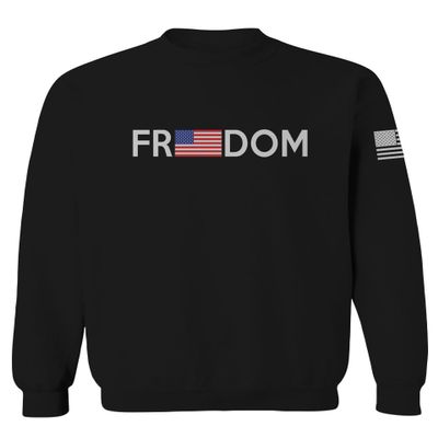 0160. Freedom Military Patriotic Proud American Flag Armour US USA Men's Crewneck Sweatshirt (Black X-Large)