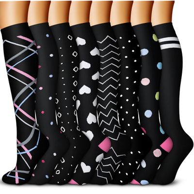 QUXIANG Copper Compression Socks for Women & Men Circulation (8 Pairs) - Best for Running Athletic Cycling - 15-20 mmHg (L/XL,Multi 20)
