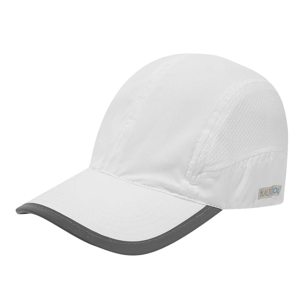 BUILTCOOL Adult Cooling Baseball Hat Men & Women Moisture Wicking, Mesh Back, Lightweight, Performance Ball Cap for Fishing, Hiking, Kayaking, Golf, One Size, White