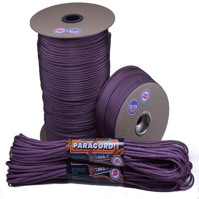 10', 25', 50', 100' Hanks or 250', 1000' Spools of Parachute 550 Cord Type III 7 Strand Paracord - Rose Pink Black Stripes - 1000 Foot Spool