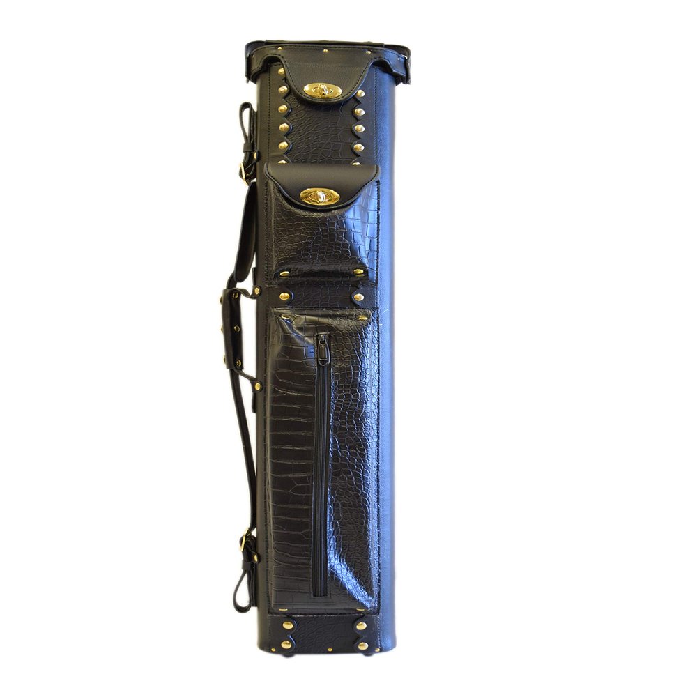 2x2/2x4 Hard Premium Pool Cue Case 2B2S/2B4S Billiard Stick Carrying Cue Case Spring Loaded, (Several Colors (2x4-Black)