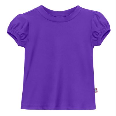 Made in USA Girls' Puff Short Sleeve Rashguard Swimming Shirt Swim Top Rash Guard UPF Sun Protection for Summer Beach Pool and Play, Purple, 4T