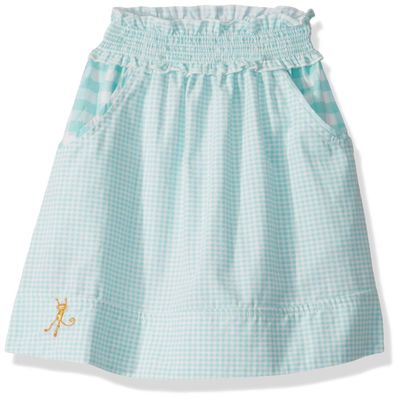 MUNKI MUNKI Big Girl's Smocked Waist Gingham Skirt Skirt, Blue & White, S(6/7)