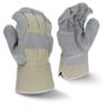 Side Split Gray Cowhide Leather Glove with Gauntlet Cuff view 1