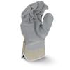 Side Split Gray Cowhide Leather Glove with Gauntlet Cuff view 3