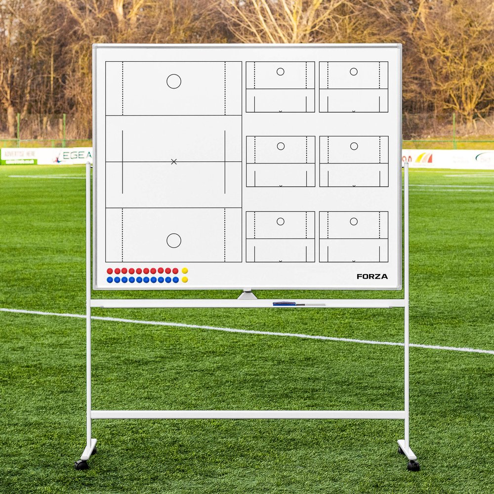 FORZA Double-Sided Wheeled Coaching Whiteboards | Dry Erase Board Equipped with Magnetic Markers, Pen & Eraser [60in x 47in or 35.4in x 24in] (Lacrosse, 60" x 47")