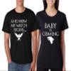 ALLNTRENDS Couples T Shirts Baby is Coming My Watch Begins Fans Pregnancy Tshirt (Womens L Mens L, Black) view 1