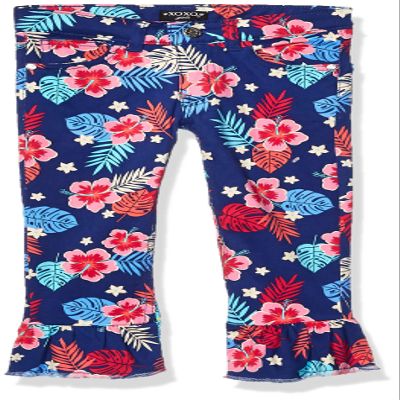 XOXO Girls' Toddler Stretch Twill Crop Pant, Navy Floral, 4T