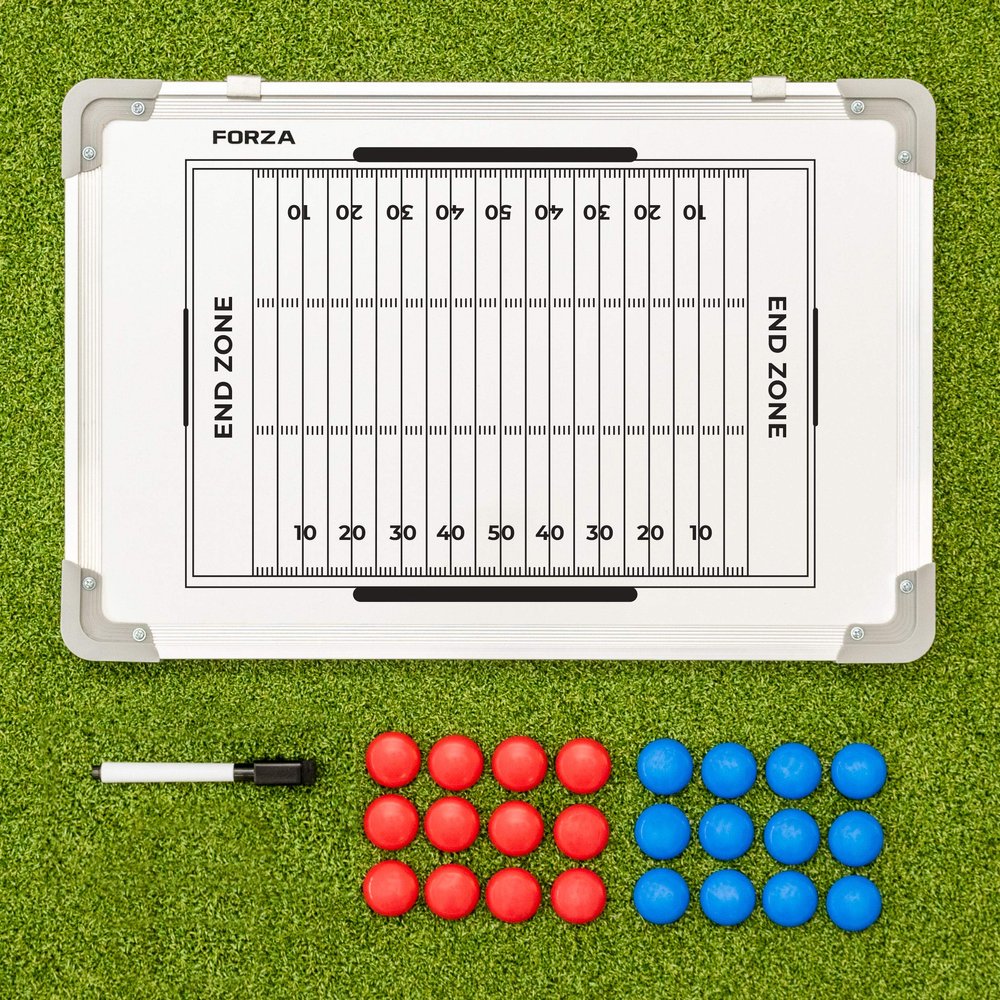 FORZA 18in x 12in Double-Sided Sports Coaching Whiteboard | 13 Sports Options - Magnetic Markers, Pen, and Eraser Included (Football, Without Carry Bag)