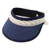 Familyhouse Kids Girls Straw Sun Hat Summer Beach Visor Wide Brim Adjustable Reversible Cap Navy Blue view 1